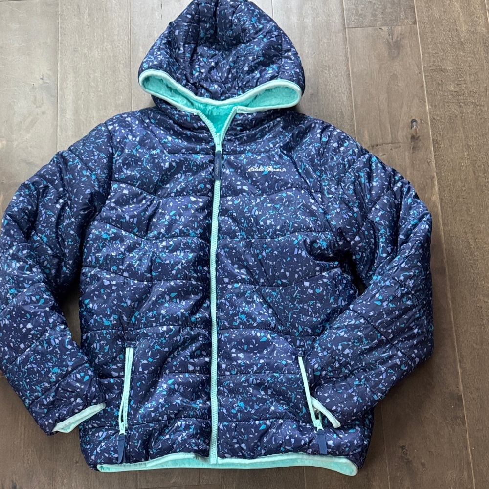 Eddie Bauer Kids Puffer Jacket - Navy and Aqua